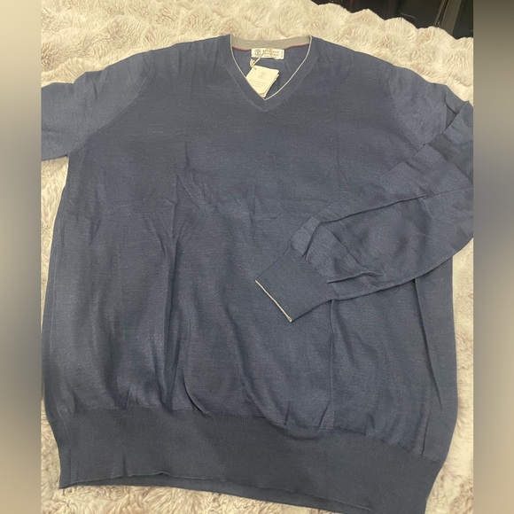 Brunello Cucinelli Cashmere V neck Sweater Size 54/XL - Picture 4 of 8